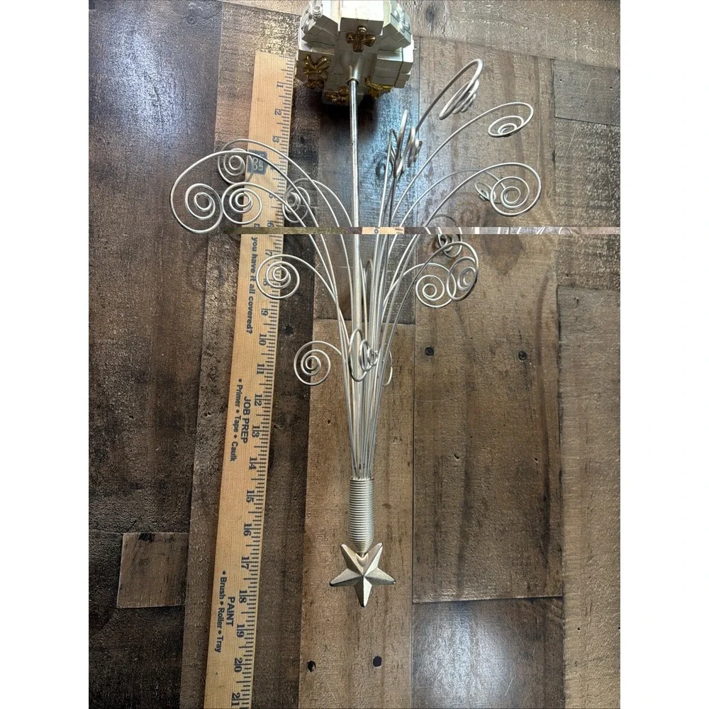 Godinger Silver Art Co Tabletop Wire Christmas Tree Ornament Display Stand Vtg